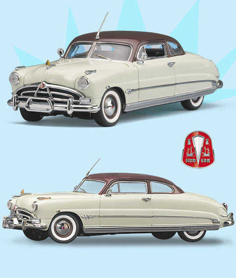 Hudson Hornet - 1951 - Branco/Vinho<BR>1/24