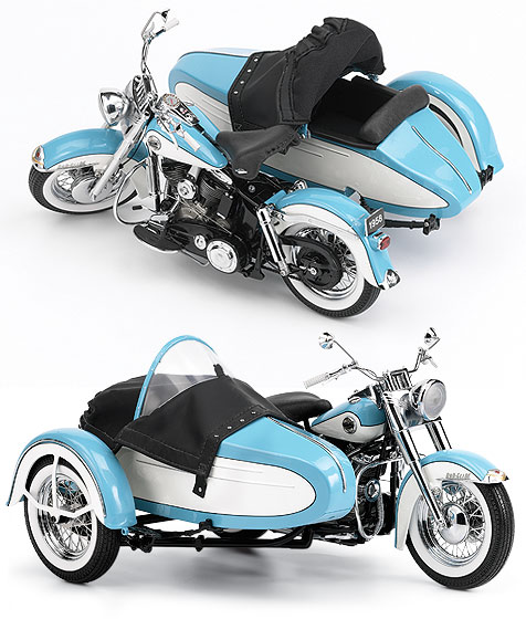 zHarley Davidson® Duo-Glide™ w/Sidecar - 1958 - Azul<BR>1/10